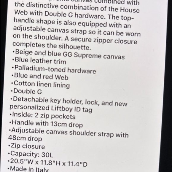 Gucci Savoy, GG Supreme large duffel bag made in Italy NWT - Picture 14 of 14